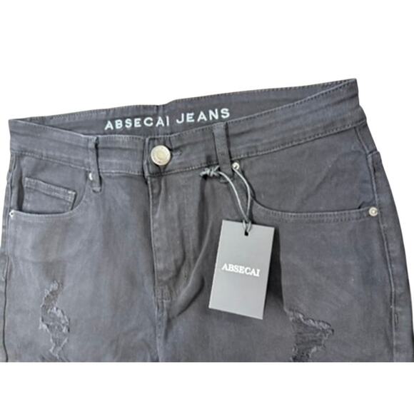 NWT!! "ABSECAI" SZ 32 Distressed Straight Leg/Skinny Jean Skateboarder Stretch - Picture 2 of 10